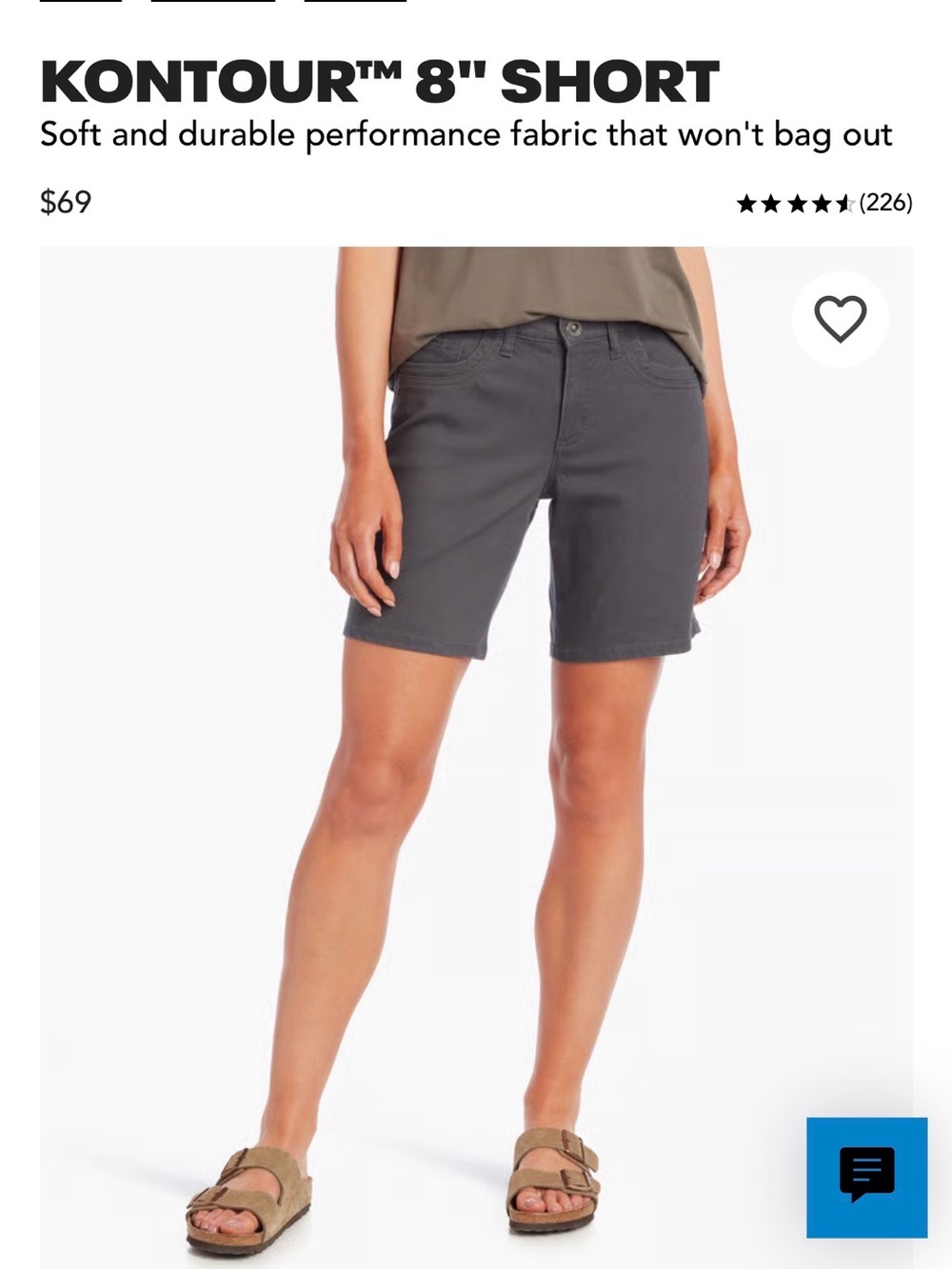 KÜHL Women's 8” Kontour shorts Size 10 in Dark Charcoal